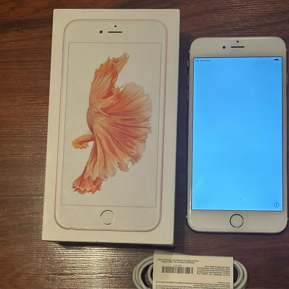 Unlocked Apple iPhone 6S Plus Original Box, Charger Cord,Plug 16 GB Rose Gold